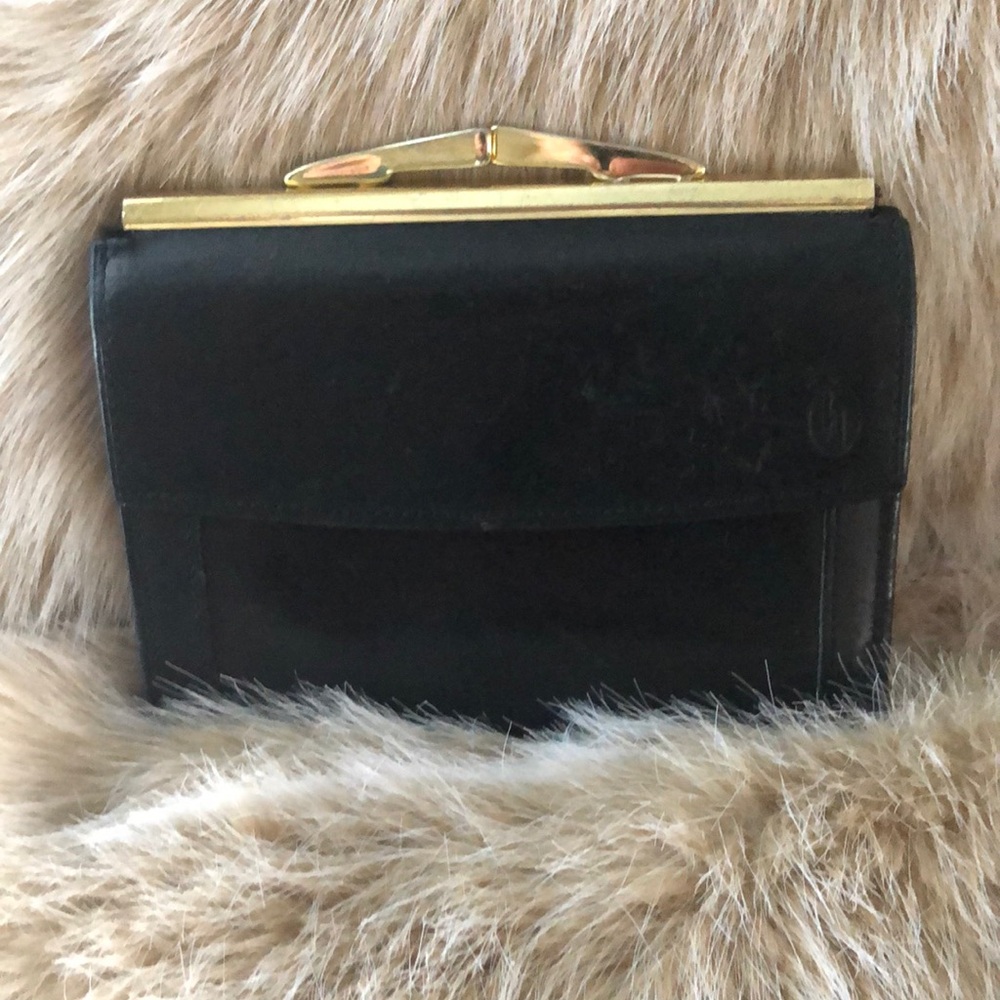 Hartmann VTG Black leather kisslock wallet womans